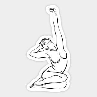 Simple And Aesthetic One Line Art Woman Sticker